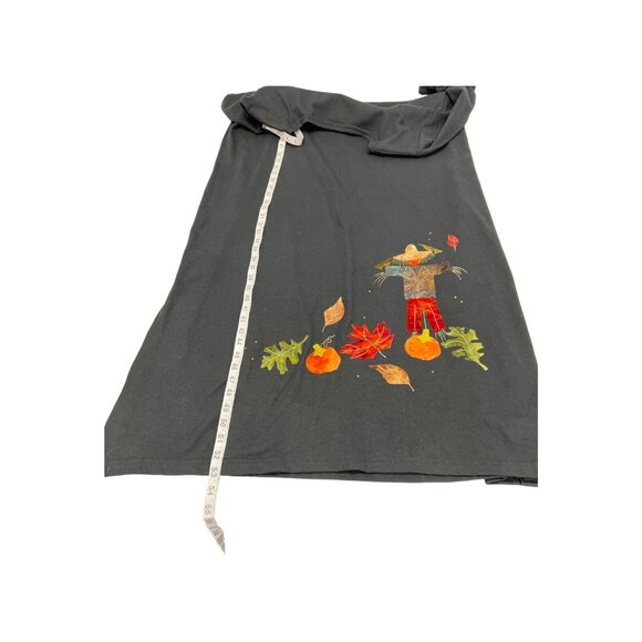 Vintage Karla Marie Dress XL Black Maxi Fall Pumpkin Scarecrow Velvet Applique - Picture 5 of 8